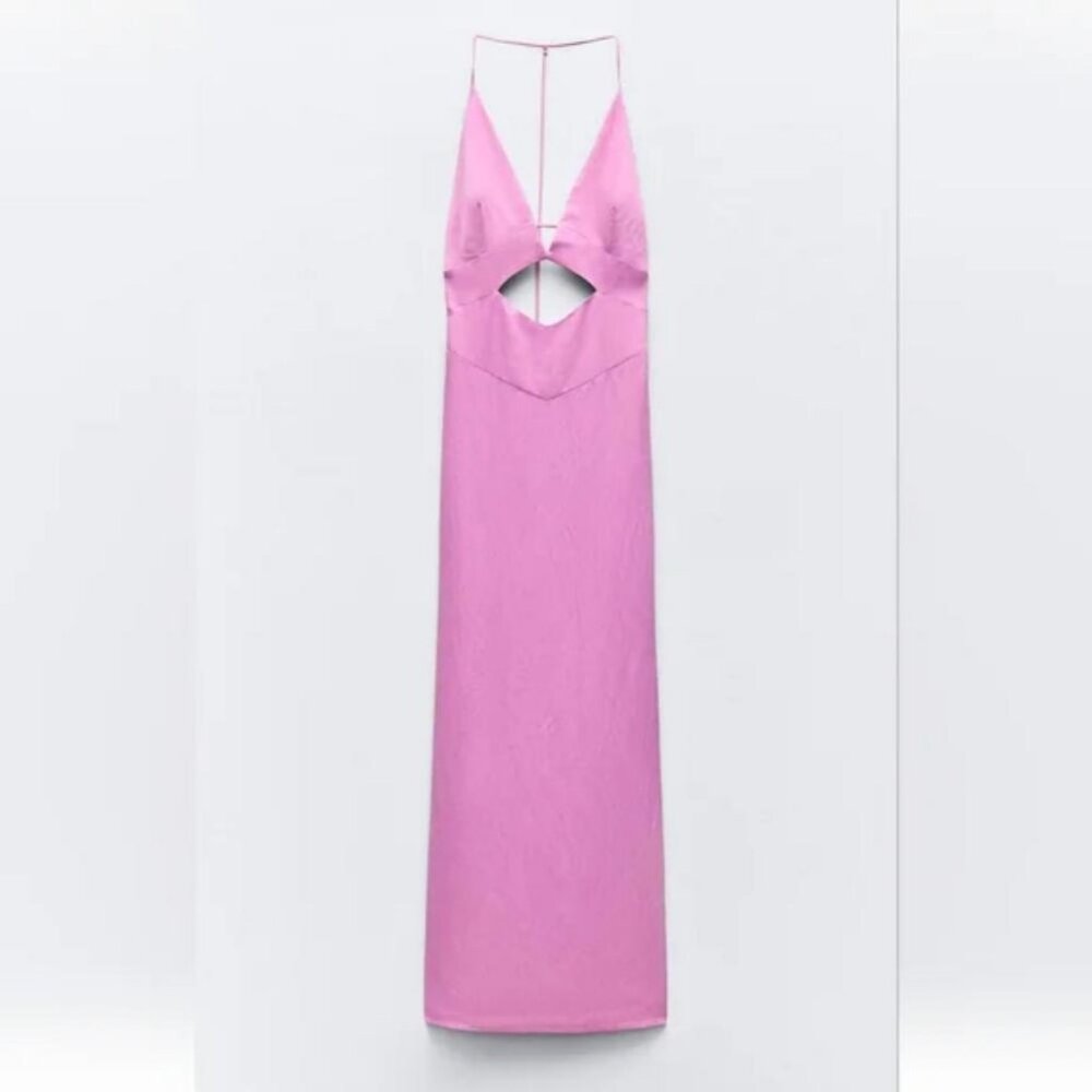 ZARA SATIN EFFECT CUT OUT DRESS - Picture 6 of 8
